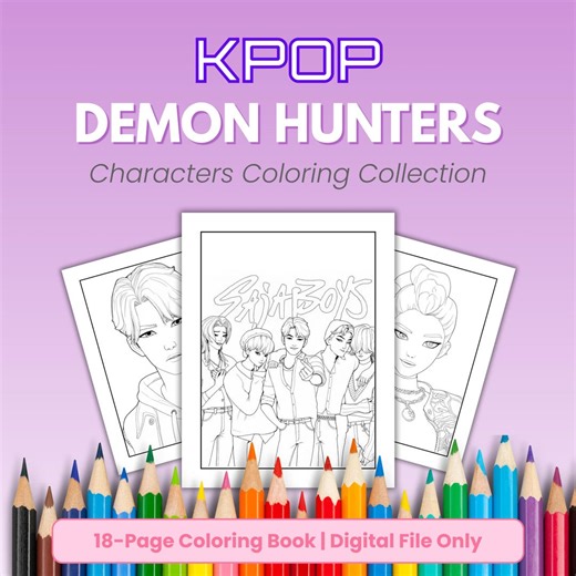 Kpop Demon Hunters Printable Coloring Book PDF – Digital Download | Kpop Coloring Pages for Kids & Adults | Instant PDF | No Physical Item - Etsy