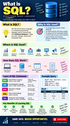 SQL Tutorial for Beginners | Types of SQLCommands (DDL, DML, DCL, TCL) #excel #mysql #sql #viral