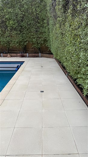 Prime Exteriors on Instagram: "Pool surrounds are constantly exposed to water, chemicals, sun, and organic growth like algae and mould. Over time, these contaminants settle into porous surfaces such as concrete, grout lines, and paving, which can lead to staining, surface deterioration, and increased slip hazards. Routine high pressure cleaning is an important part of exterior maintenance. It removes harmful build-up, helps preserve surface integrity, and improves safety by reducing slippery are