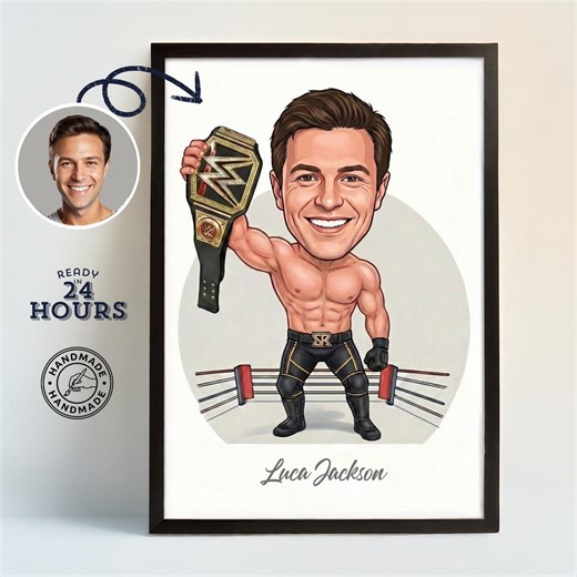 Custom WWE Superstar Caricature – Wrestling Style Portrait – Personalized Gift - Etsy