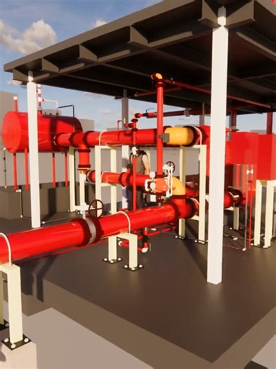 Así se ve un cuarto de bombas contra incendios en BIM 🔥🚒 Todo modelado en Revit antes de construirse en la vida real. #BIM #Revit #Ingenieria #Construccion #BIMgenier
