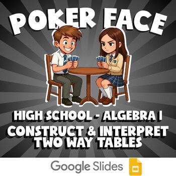 Construct & Interpret Two Way Tables POKER FACE Math Game - No Prep Algebra 1