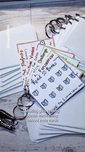 Easy DIY Goal Punch Cards using note cards and a key ring! #goalsetting #craftideas #tutorial