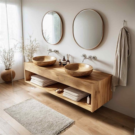 Handmade Reclaimed Chestnut Wood Double Sink Vanity, Floating Farmhouse Bathroom - Etsy