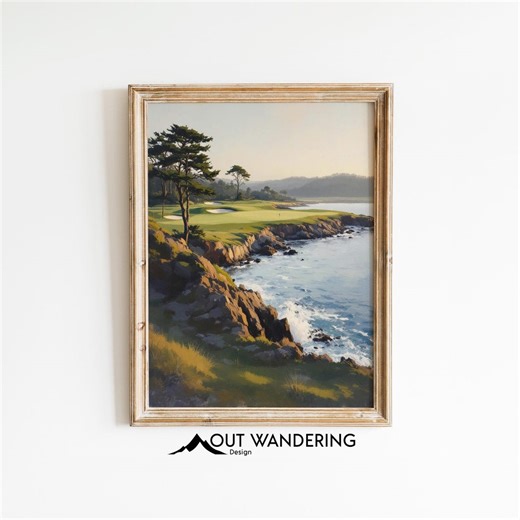 Cypress Point Golf Course Art Print | Impasto Oil Painting Wall Art | Coastal Golf Club Decor | Vintage Sports Landscape Print - Etsy