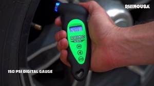 Rhino USA Digital Tire Pressure Gauge 150 PSI, 4 Ranges, Ergonomic Design w/Lighted Nozzle & LCD Backlit Display - Certified Accurate Readings, Best Digital Gage (Black)