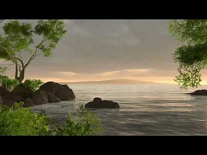 Relaxing Sunset by the Lake Ambience | Gentle Lapping Water Sounds, Insects | Study, Sleep | 1 HOUR