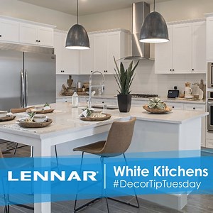 Kitchens are the feature of this week’s #DecorTipTuesday. Looking for a clean and sleek look? An all-white kitchen is an option. This look gives you the flexibility as a backdrop to change your home décor color accents as you please. How often do you update your décor? • Savannah Series, Sassafrass and Skye Series, Moonlight http://spr.ly/6181GBn3D | Lennar Central Valley CA