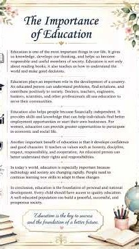 The Importance of Education |Education is the Key to Success |Speech on Importance of Education