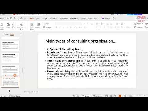 Main types of Consulting Organisation