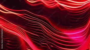 Explore the captivating interplay of vibrant red and deep black colors in this visually stunning video, as elegant wavy lines fluidly dance across the screen.