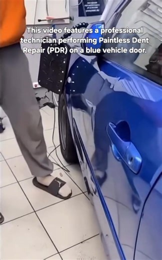 Incredible Paintless Dent Repair: Watch This Blue Car Door Transformation!
