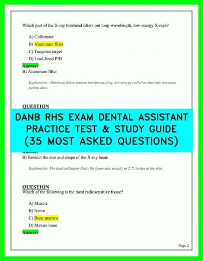 DANB RHS Exam: Dental Assistant Practice Test & Study Guide (35 Most Asked Questions)