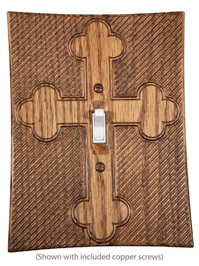 Crucifix Wall Plate Switch Cover in Red Oak Stain and Satin Polyurethane - Etsy