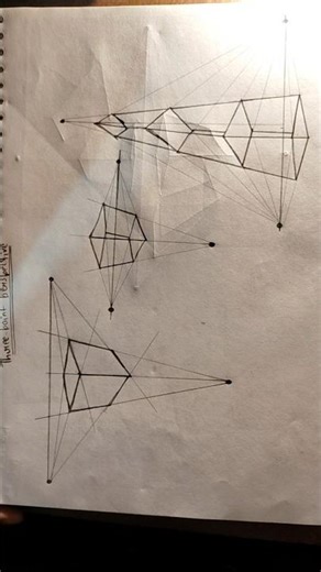 learning and practicing three points perspectives #yt #drawingfundamentals #threepointperspective