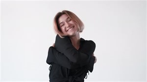 Self Love Happy Flattered Girl Embracing Gif Loop