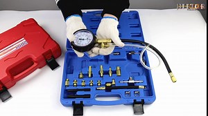 JIFETOR Fuel Injector Pump Pressure Gauge Tester Kit, Automotive Gas Gasoline Fuel Oil Injection Test Tool Set 0-140PSI, with Schrader Adapters Universal for Testing Auto Car Truck Motorcycle