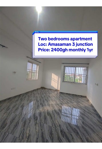 2-3 bedroom self contained apartment for rent. Location: Amasaman 3 junction Price for two bedroom:2400 Price for three bedroom 3400 One year advance accepted 2 washrooms Self meter Fixed AC in all rooms Ceiling fans fixed in all rooms Water heater in washrooms Call or WhatsApp 0202106295 #ghanaapartments🇬🇭 #ghanatiktokers🇬🇭🇬🇭🇬🇭 #amasaman #accraghana🇬🇭🇬🇭🇬🇭🇬🇭 #accra