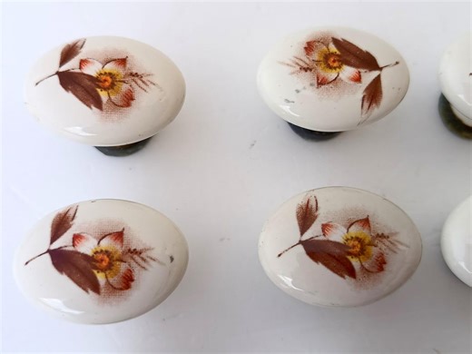 Set of 6 Vintage Ceramic Drawer Knobs – Floral Cabinet Handles – Shabby Chic Hardware – Cottage Furniture Pulls – Ceramic Floral Handles - Etsy