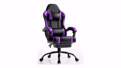 Gaming Chair with Footrest- Comfortable Ergonomic Gaming Desk Chair - Adjustable Computer Chair Comfy Office Reclinable Lumbar Support (C2)