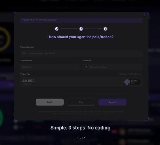做 AI 代理这件事，现在真的不需要懂代码了。Bluprint 把流程压到三步就能跑通。OpenClaw、币安、Nansen 这些平台的接口直接集成好，不用自己一行一行去接。从创建到发布到赚钱，全程在 Bluwhale 的生态里跑完。做完直接推给他们背后 300 多万用户，流量不用自己找。不懂技术的人，带着想法进去就能搞一个能跑的代理。