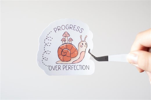Snail Sticker – Progress Over Perfection, Cute Vinyl Decal - Etsy