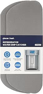 GLACIER FRESH Cuttable Refrigerator Drip Catcher, Water Absorbent Fridge Water Dispenser Drip Tray, Replacement for Whirlpool, GE, Samsung Fridge Accessories, Grey (Rectangular - 2pcs)