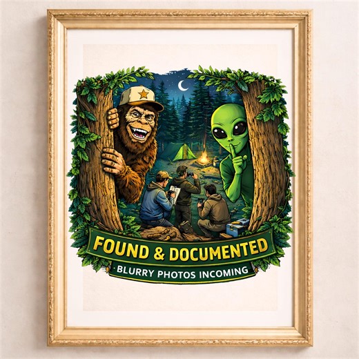 Bigfoot Alien Found & Documented Transparent PNG SVG| Cryptid Shirts That Go Hard | Funny Design | Blurry Photos Incoming Graphic Design - Etsy