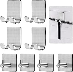 CGBE Razor Holder for Shower - 4 Packs Holder and Hooks, Self Adhesive Shaver Holder Hanger for Bathroom, Damage Free Wall Hooks for Razor Shaver Loofah Sponge