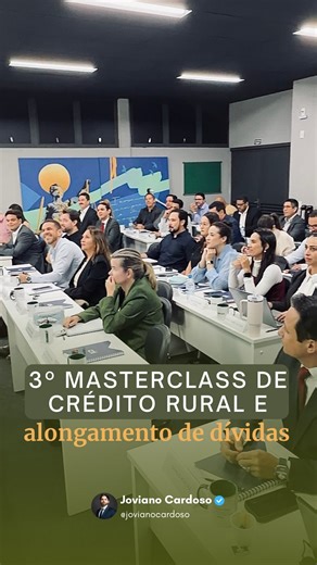 Joviano Cardoso - Direito do Agronegócio on Instagram: "Encerramos a 3ª Masterclass de Crédito Rural e Alongamento de Dívidas. Foram dois dias intensos, uma turma lotada com 48 alunos, vindos de diversos estados do Brasil, todos com o mesmo propósito: aprofundar conhecimento técnico, trocar experiências reais e buscar soluções práticas para os desafios do crédito no agronegócio. Ver esse nível de engajamento, perguntas qualificadas e debates profundos reforça algo que sempre defendo: formação sé