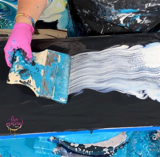 7K views · 336 reactions | How to swipe with a paint brush! I love swiping with anything I can get my hands on, but wanted to work on getting interesting lines and cells within my swipe. I think the shapes are kind of interesting. What do you think? Here’s the full vid if interested! https://youtu.be/yh7fq8fzM4A #reelsfb #reels #art #colour #swipe #paint | Lisa Marvin Art | Facebook