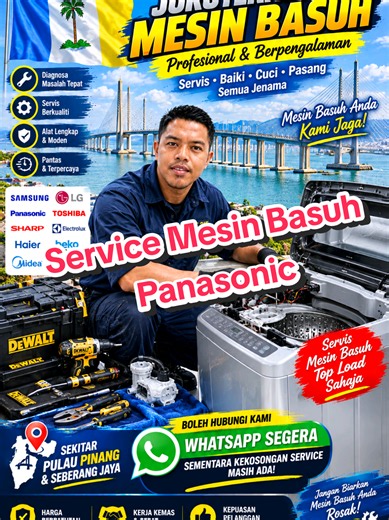 Service Mesin Basuh Panasonic di Pulau Pinang & Seberang Jaya