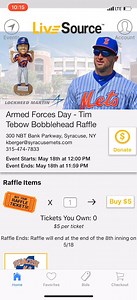 12 reactions | Have you downloaded the LiveSource app on youryet? Enter our raffle to win a signed Tim Tebow bobblehead with the proceeds to benefit Clear Path for Veterans! You need not be present to win! #LetsGO  https://apple.co/2zTDDEC ▶️ https://bit.ly/2HlLdwD | Syracuse Mets | Facebook