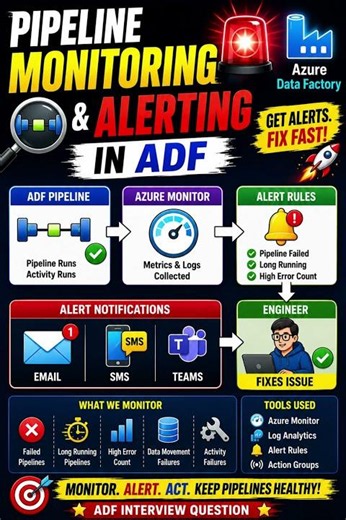 How do you implement pipeline monitoring and alerting in ADF?