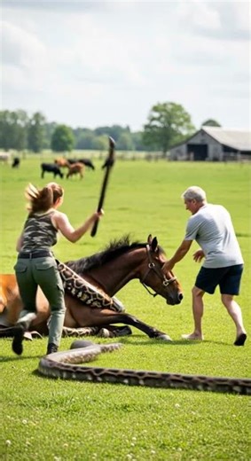 Fearless Ranger Saves Horse From Giant Python Epic Rescue Caught On Camera #wildlife #rescue #python