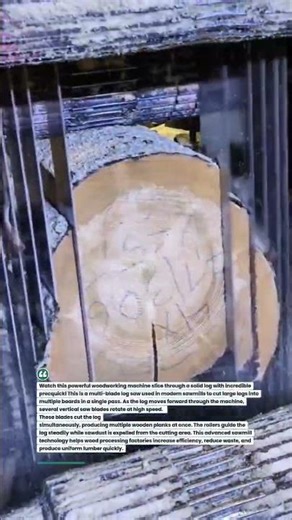 Powerful Multi Blade Log Saw Cutting Wood Fast! #woodworking #sawmill #machinery