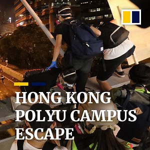 955K views · 6K reactions | The dramatic way some radicals at Hong Kong Polytechnic University escaped to waiting motorbikes. Read our full report: https://sc.mp/877st | South China Morning Post | Facebook