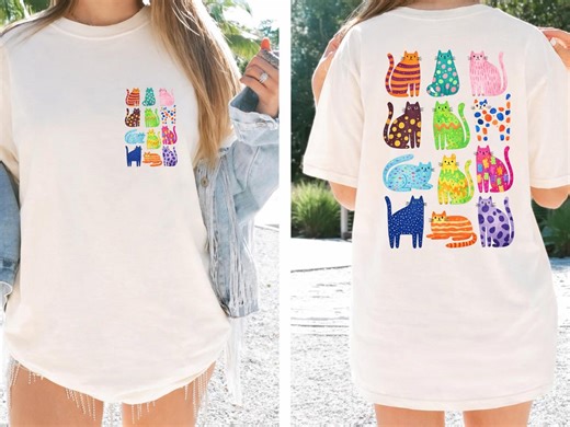 Cute Cats Shirt Comfort Colors, Cat Lover Tshirt, Colorful Cat T-shirt, Funny Cat Tshirt, Animal Lover Shirt, Cute Cat Mom Tee Shirt - Etsy