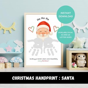 Santa Handprint Art, Printable Handprint | DIY Xmas Gift From Kids, Baby, Toddlers | Preschool Daycare Activity - Etsy