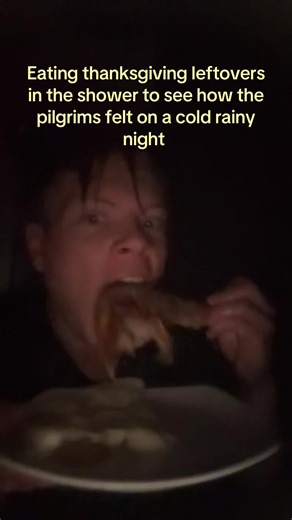 #pilgrims #thanksgivingleftovers #turkey #viral #foryoupage | eating an orange showering