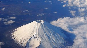 Top of Mt. Fuji.  Bird eyes view of big and high mountain Fuji of Japan.