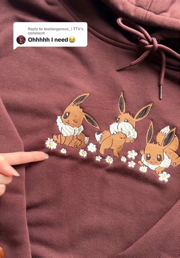 Replying to @teedangerous_ | TTV A collection that Eevee fans are eager to get their hands on. 🫣#embroidery #embroiderymachine #family #coupleshirts #pokemon