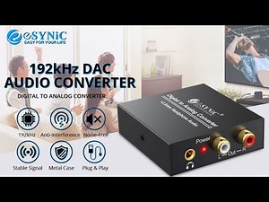 eSynic | Analog Audio Converter Digital Optical SPDIF Coaxial - 192KHz DAC Digital