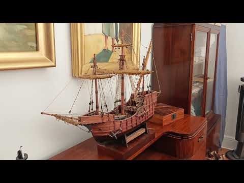 Santa María (1492) Handmade Model Ship Close-Up 🚢 Hand-Carved From Scratch + Full Details