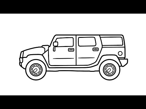 How to draw a HUMMER H2 easy / Drawing hummer h2 suv from the side step by step