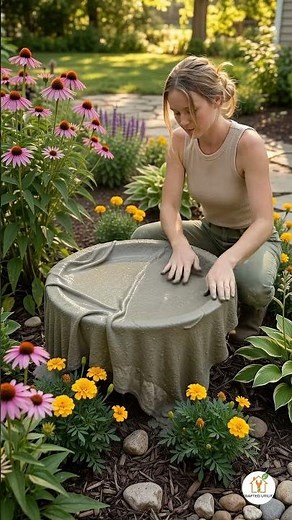 DIY Cement Towel Birdbath 🐦 Beautiful Garden Decor Idea for Bird Lovers