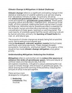 Climate Change Mitigation Environmental Science Worksheet for SubPlan & Homework
