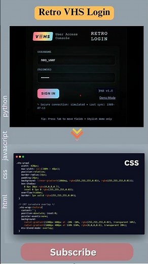 VHS Login Page Effect 🎞️ | Retro Vibes + Modern UI | #HTML #CSS #JS #RetroDesign