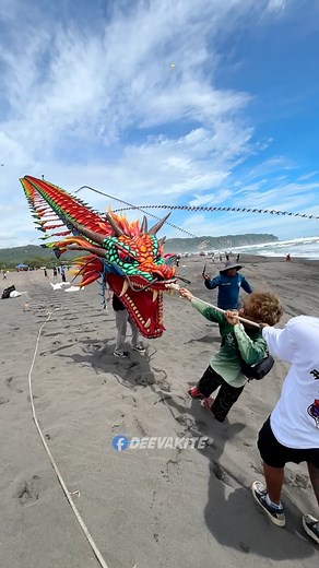 Over power!! fly a big dragon kite on Parangkusumo beach | Deeva Kite