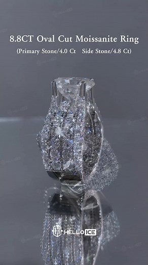 1.3K views | Helloice 8.8CT Oval Cut VVS Moissanite Pave Engagement Ring Buy 1 Get 1 FREE | Use Code: FREE Buy 2 Get 2 FREE | Code: B2G2 | Helloice Women | Facebook